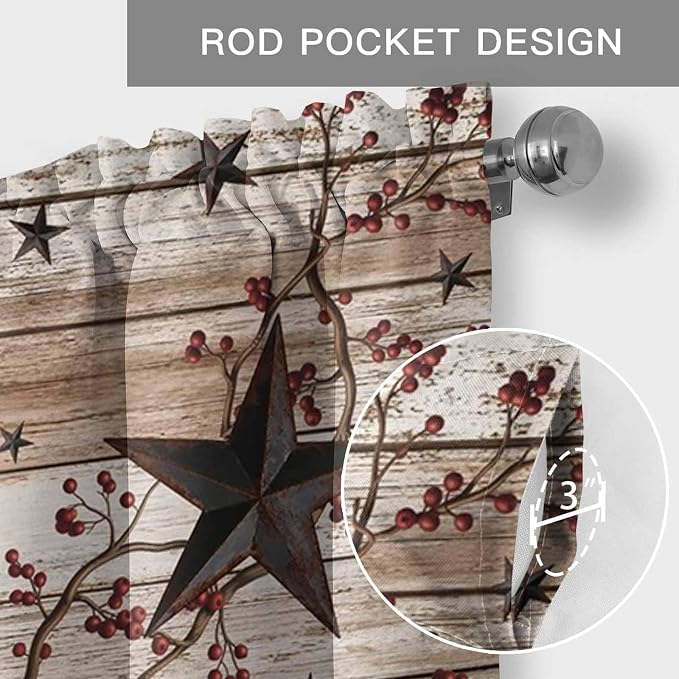 Rustic Star Brown Curtain Valances - Image 5