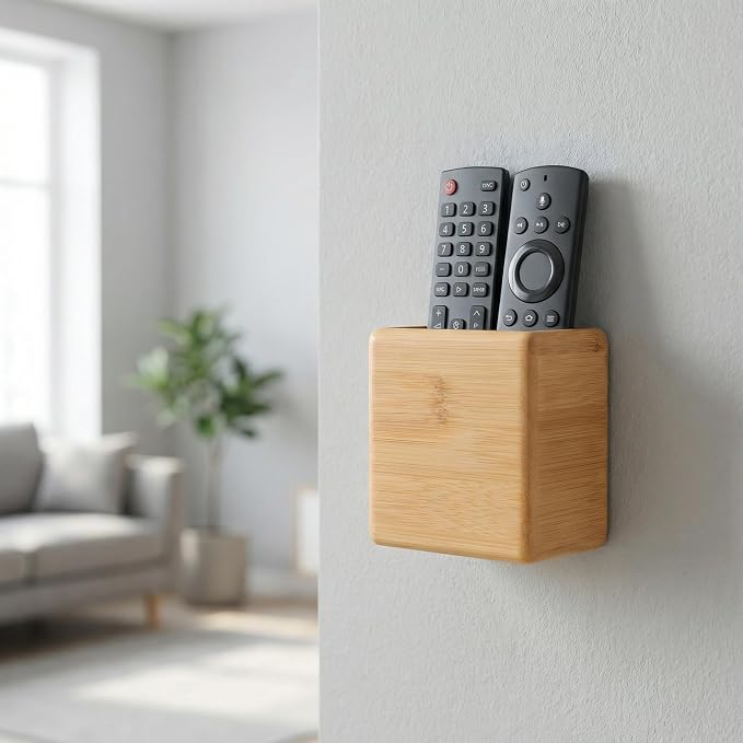 Garneck Bamboo Remote Control Holder Wall Mount - Image 3
