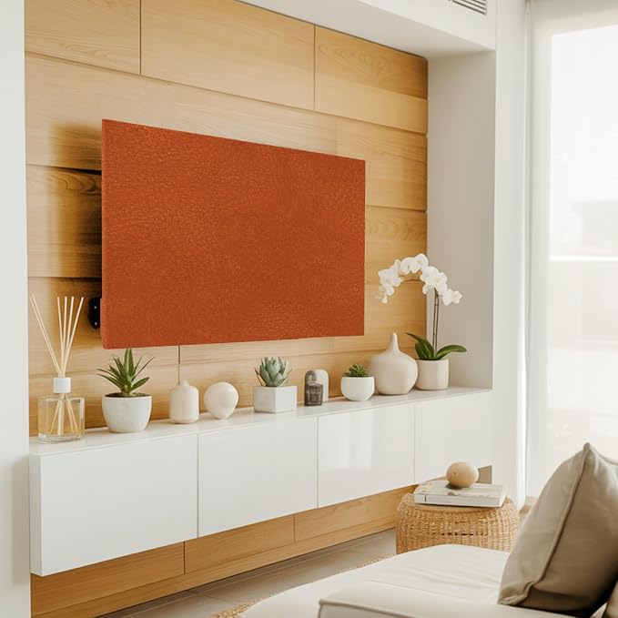 Autumn Burnt Orange Indoor TV Cover, Elastic TV Screen Protector Solid Color - Image 2