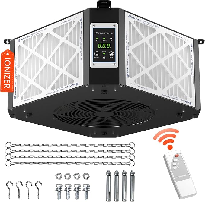 ABESTORM Air Filtration System Woodworking Built-in Ionizer, 1350CFM Hanging - Image 8