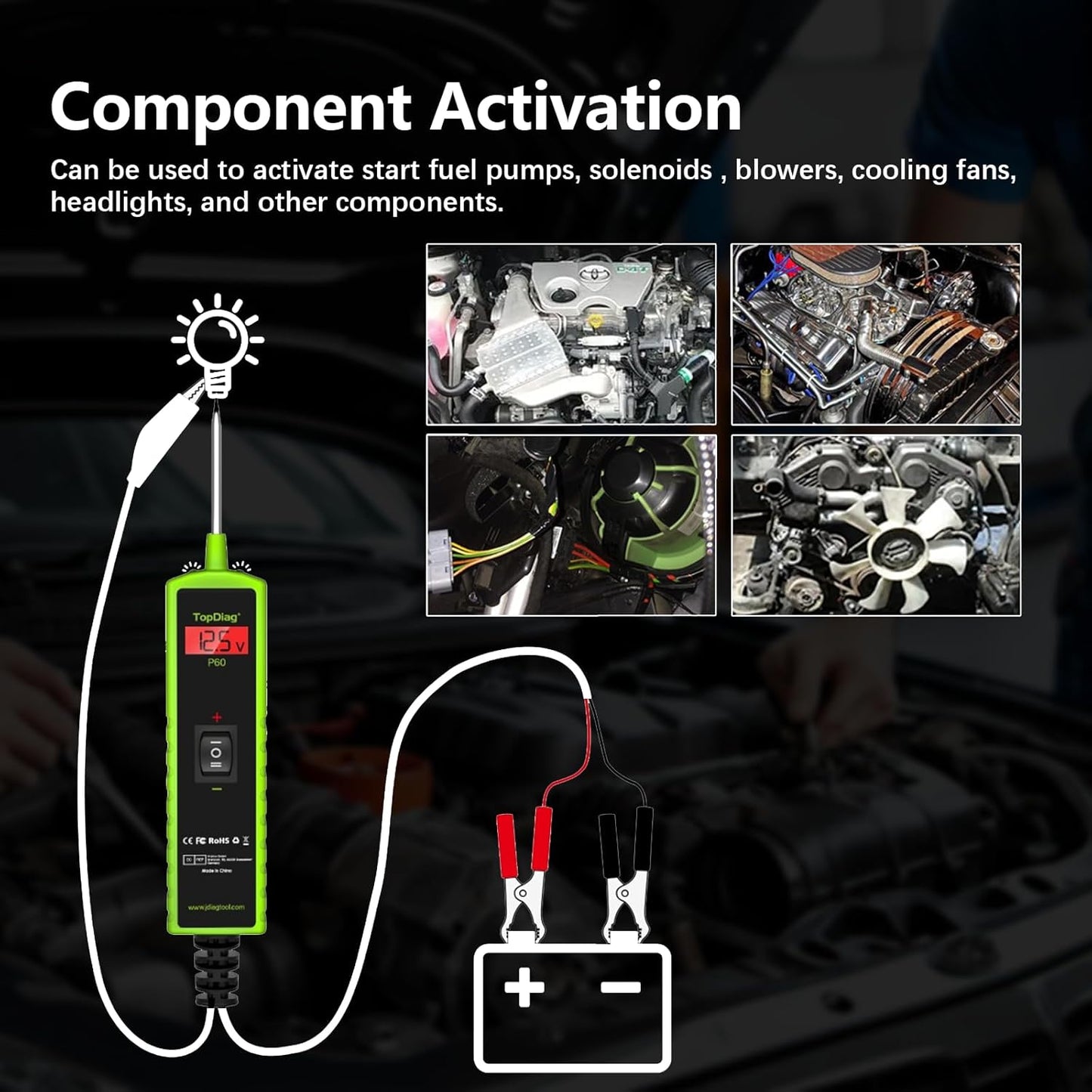 12 Volt Test Light Automotive, Power Circuit Probe Kit, 6V - 24V Car Fuse Tester, Voltage Tester 0.3v-70v, AC DC Outlet Tester, Automotive Short Circuit Finder, P60