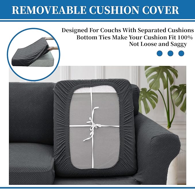 XINEAGE 2026 New 4 Pieces Extra Large Couch Covers for 3 Cushion Sofa Super Stretch Sofa Cover for 3 Large Seat Cushion Universal Slip Cover for Living Room (Dark Gray), 91"-110"(3 Cushions)