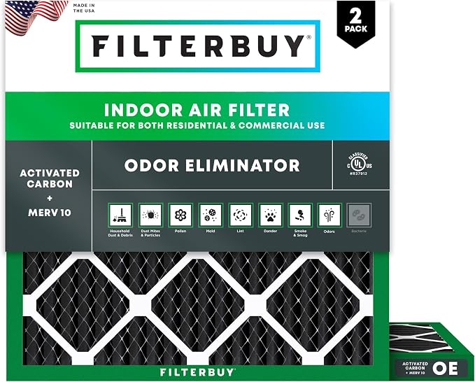 Filterbuy 24x24x1 Air Filter MERV 10 Odor & Allergy Defense by Filterbuy