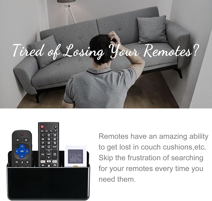 3 Slot Adjustable Remote Holder Wall Mount, TV Controller Holder Hollow Bottom - Image 3