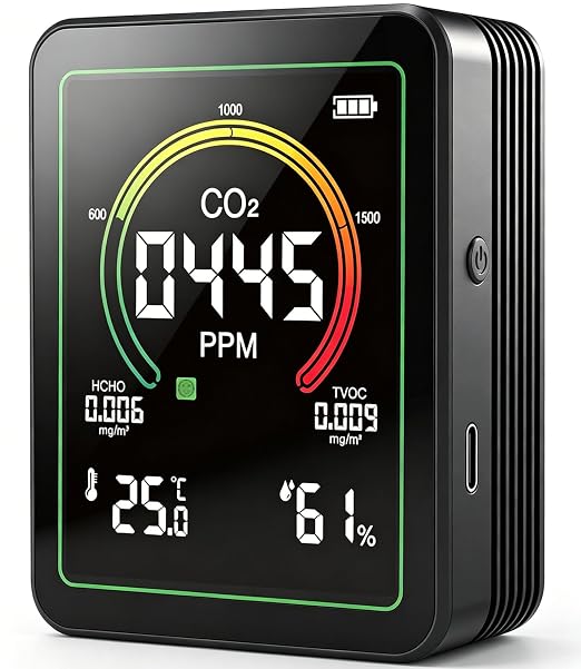 Air Quality Monitor Indoor, 5-in-1 Portable Real-Time CO2 Detector | by Lwyinp