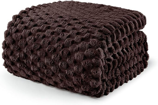 Exclusivo Mezcla Fleece King Blanket for Bed, Extra Large Fuzzy Coffee Bed Blankets, Soft Cozy Plush Sofa Throws for All Seasons, 90x104 Inches