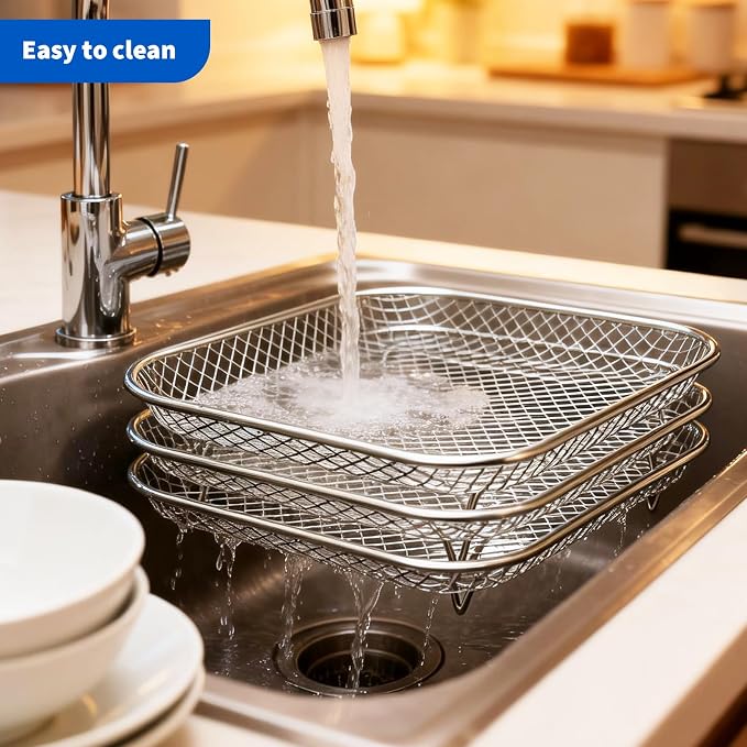 Air Fryer Rack Set of 3, Stackable Stainless Steel Air Fryer Basket Accessories - Image 4