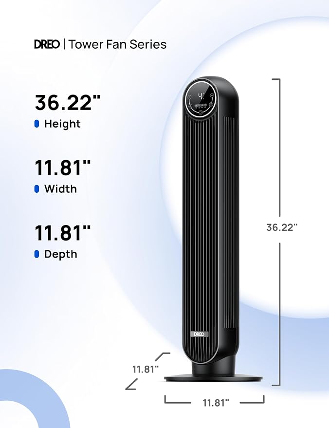 DREO Tower Fan for Bedroom, 2026 Upgraded DC Motor, 28ft/s High Velocity - Image 7