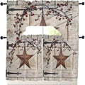 Village Stars Swag Kitchen Curtains Valance and Tier Set, Vintage Rust Yellow by Unknown