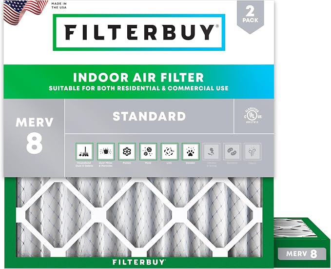 Filterbuy 23.5x23.5x2 Air Filter MERV 8 Essential Dust & Allergy Defense by Filterbuy