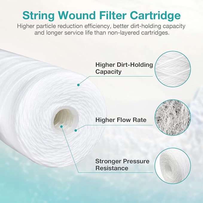 SimPure 10" x 4.5" String Wound Sediment Water Filter Cartridge - Image 5