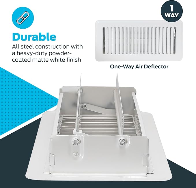 EZ-FLO 4 x 10 Inch Floor Register Vent Cover, One-Way Ventilation Register - Image 5