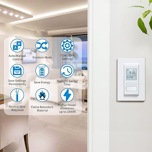 Ortis 7 Day Programmable in-Wall Timer Switch, Sunrise/Sunset Automatic Control - Image 2