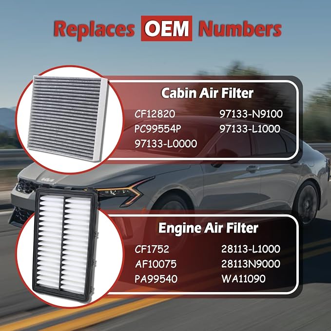 28113-L1000 Engine Air Filter and 97133-L0000 Cabin Air Filter kit Compatible - Image 3