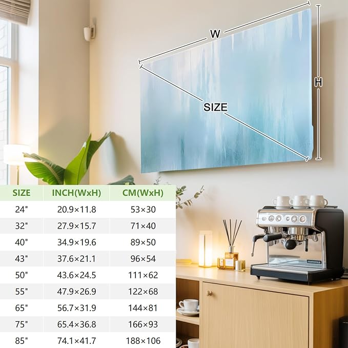 Minimalist Blue Background Indoor TV Cover, Elastic TV Screen Protector Solid - Image 3