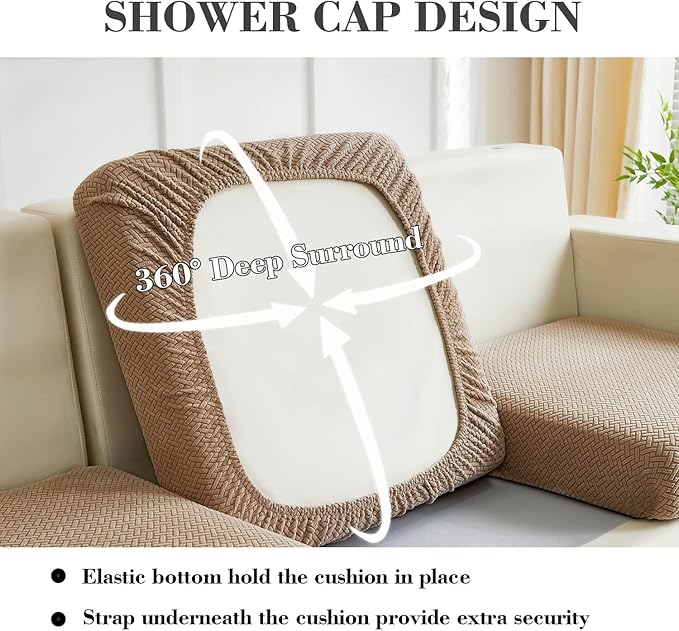 Sofa Covers Couch Covers for Sofa Pet Friendly Couch Cushion Covers Universal Sofa Covers Washable Stretch Slipcovers for Sectional Sofa (Texture Light Coffee,Back Cover M)