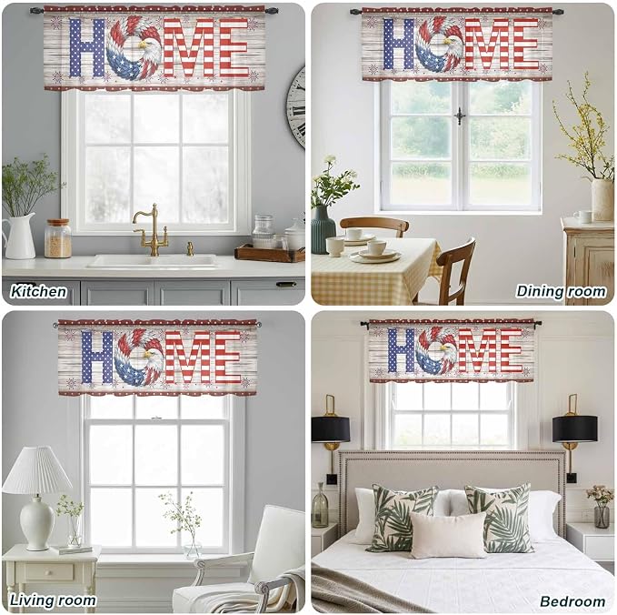 4th of July Sheer Valances for Windows 42"x18", Light Filtering Kitchen - Image 5