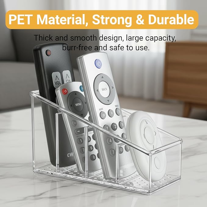 Clear TV Remote Control Holder, PET Remote Caddy - Image 3