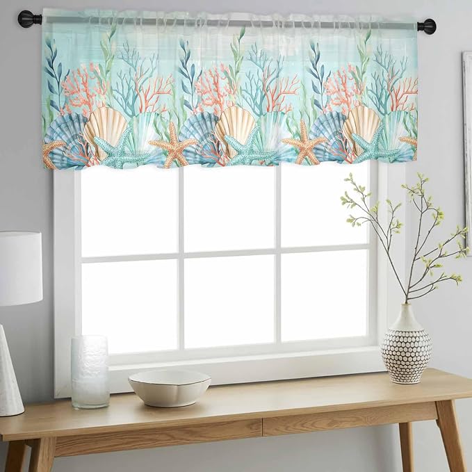 Summer Beach Sheer Valance Curtains - Image 3