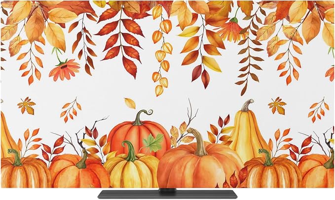 Thanksgiving Pumpkin Autumn Leaf Indoor TV Cover, Elastic TV Screen Protector by Unknown