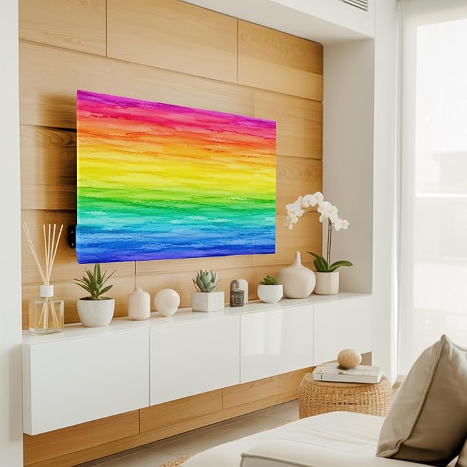 Rainbow Ripple Watercolor Gradient Indoor TV Cover, Elastic TV Screen Protector - Image 3