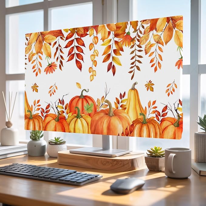 Thanksgiving Pumpkin Autumn Leaf Indoor TV Cover, Elastic TV Screen Protector - Image 4