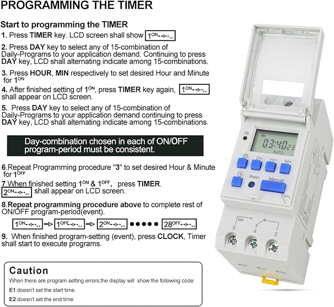 Baomain THC15A DC/AC 12V Digital LCD Power Programmable Timer Switch Relay 16A - Image 3