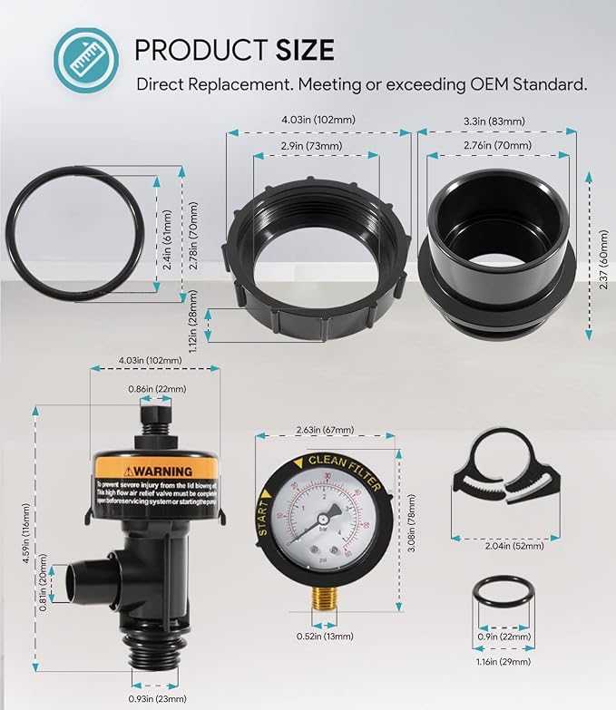 sixcow 98209800 High Flow Manual Relief Valve w/Pressure Gauge & 270100 Black - Image 7