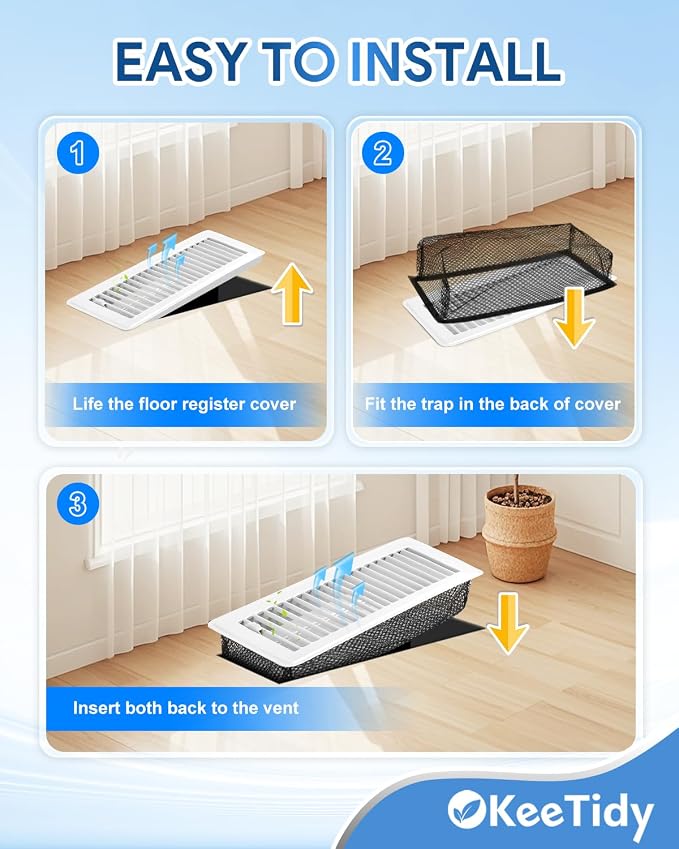 4" x 10" Floor Vent Screen Net, Air Vent Screen Filter Mesh Catches Toys Snacks - Image 6