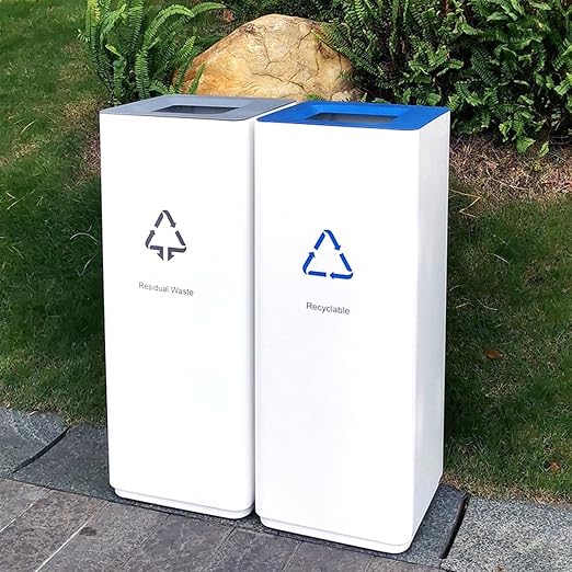 GLigeT Outdoor Trash can White Combined Trash Can Large-Capacity Square Sorting - Image 6
