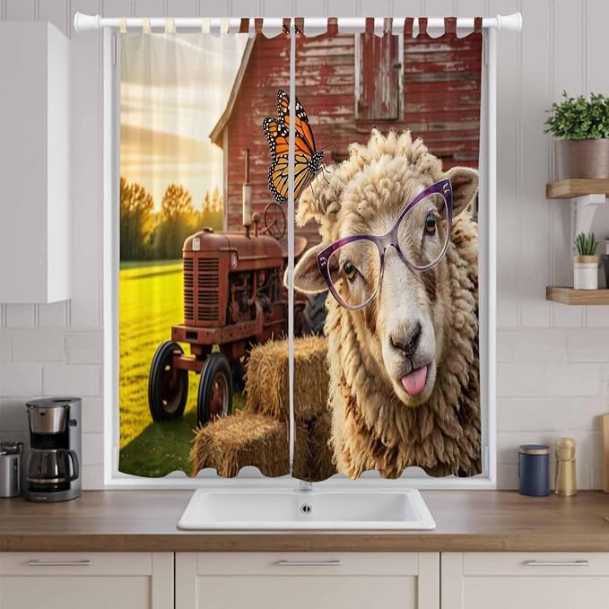 Farm Sheep Living Room Curtains 84 Inch Length, Window Curtains Tab Top - Image 9
