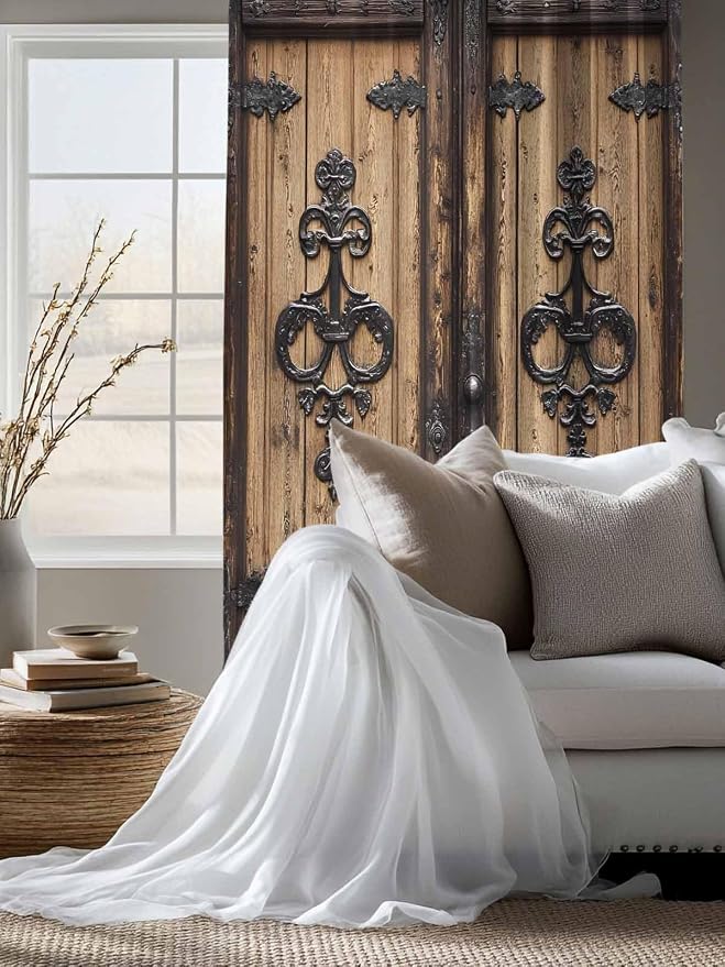Sheer Curtains 72 Inches Long, Barn Door Semi Sheer Curtains Light Filtering - Image 4