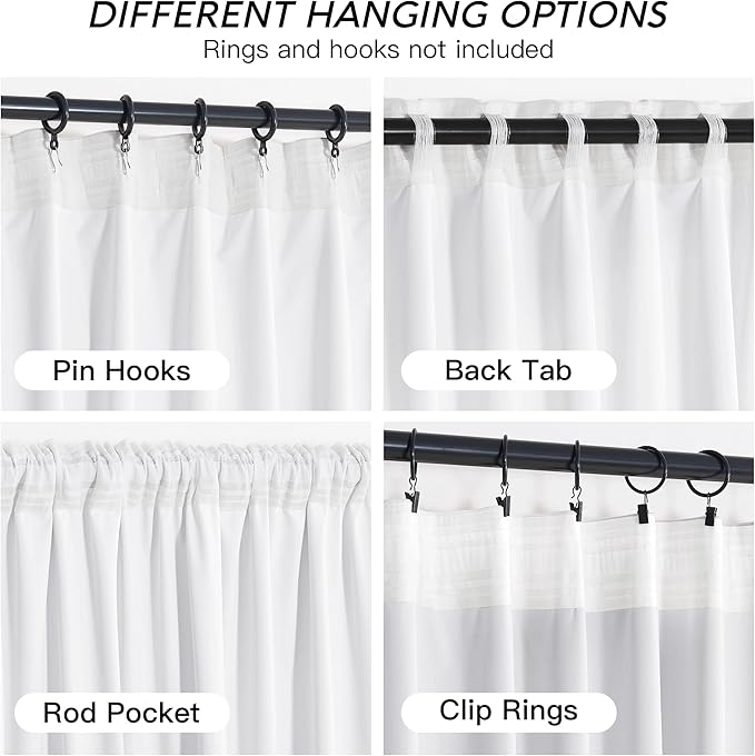 RYB HOME Pure White Velvet Curtains 96 inches for Bedroom - Luxury Light Reducing Vertical Drapes Simple Home Decoration for Sliding Door Living Room, W52 x L96, 2 Pieces