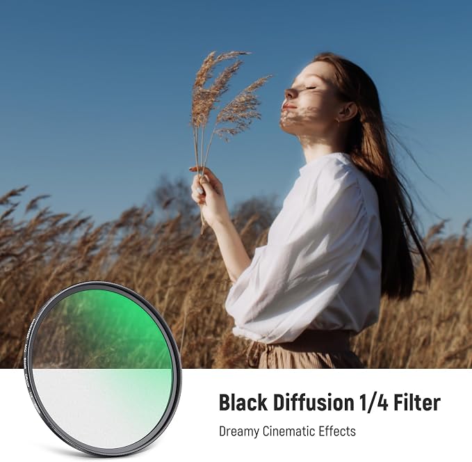 NEEWER 58mm Black Diffusion 1/4 Filter Dreamy Soft Cinematic Effect Filter - Image 2
