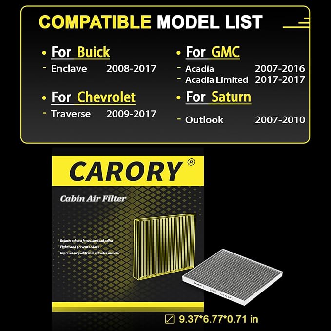 CARORY Cabin Air Filter w/Activated Carbon - Image 3