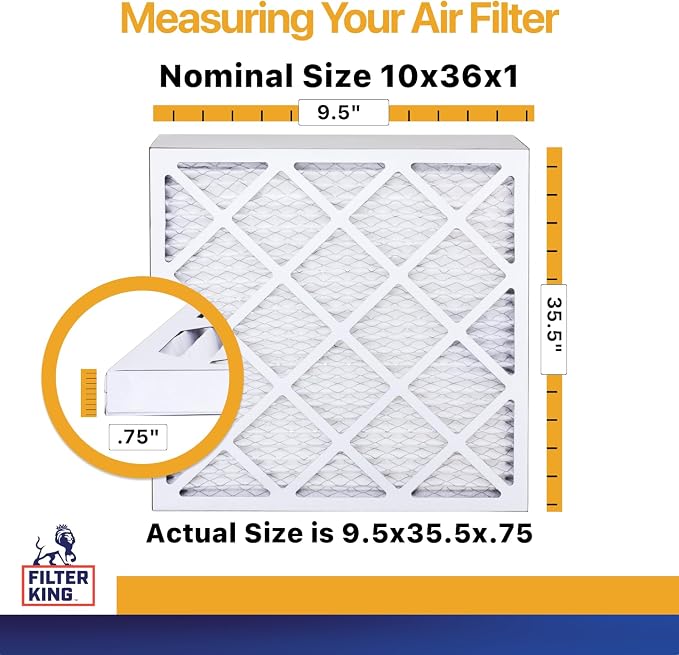 Filter King 10x36x1 Air Filter | 6-PACK | MERV 13 | HVAC Pleated AC Furnace - Image 2