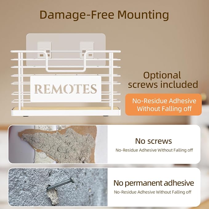 Remote Control Holder, 5-Slot TV Remote Holder Wall Mount, Universal Remote - Image 5