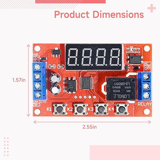 2-Pack Programmable 12V Relay Module, Digital Timer - Image 3