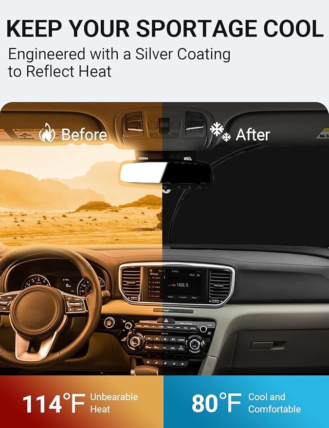 Proadsy 2026 Upgrade Front Windshield Sun Shade Foldable Sunshade Protector - Image 3