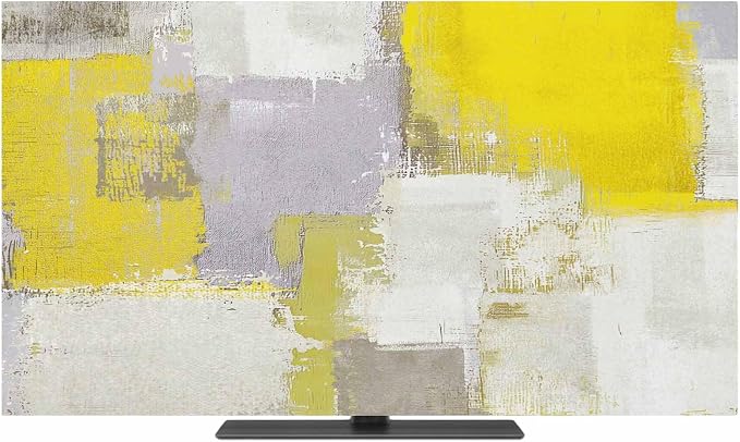 Abstract Yellow Gray Graffiti Indoor TV Cover, Elastic TV Screen Protector by Unknown