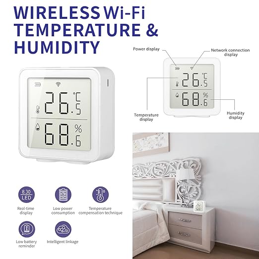 KANASI Temperature Humidity Sensor, Wireless WiFi Indoor Thermometer Meter Gauge - Image 4