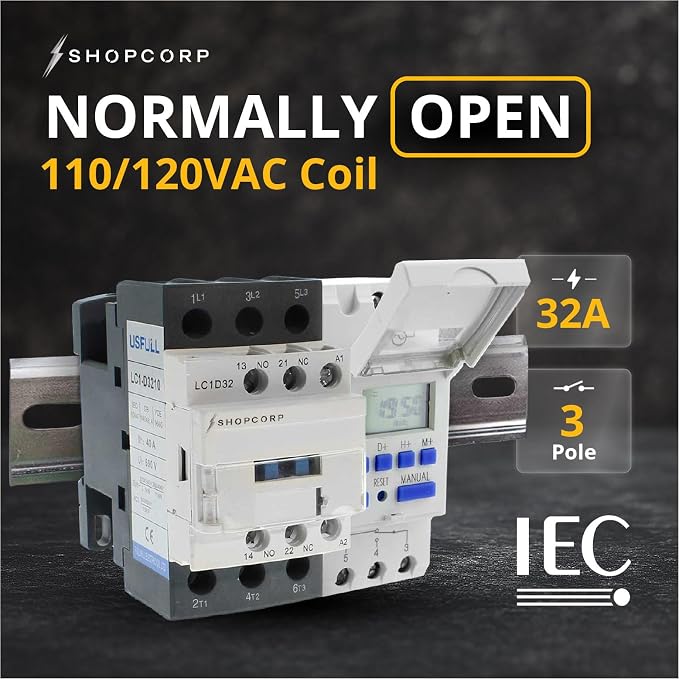 3 Pole Contactor 30 amp Normally Open, Auxiliary 1NO/1NC 110/120V Coil - Image 3