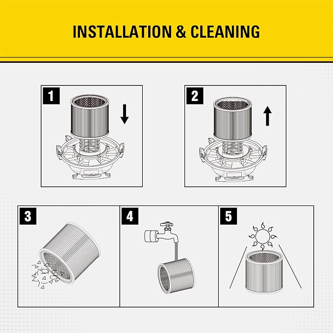 Stanley 08-2566B High Efficiency Shop Vac Filters, Replacement Cartridge Filter - Image 6