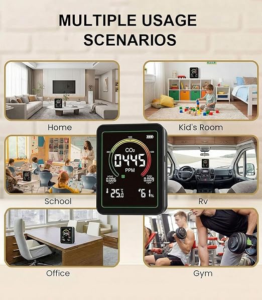 Air Quality Monitor Indoor, 5-in-1 Portable Real-Time CO2 Detector | - Image 8