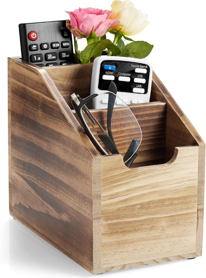 Remote Control Holder, TV Remote Holder, Wood Farmhouse Remote Caddy by BWODYAY