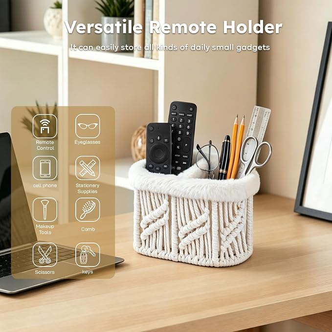 Remote Control Holder, Plush Lined TV Remoter Holder Caddy, Nightstand Desk - Image 4
