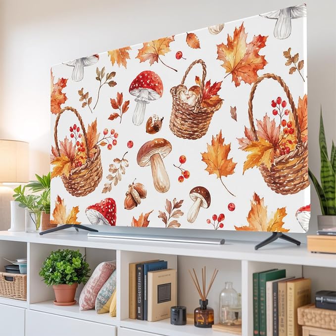Fall Thanksgiving Maple Leaves Indoor TV Cover, Elastic TV Screen Protector - Image 6