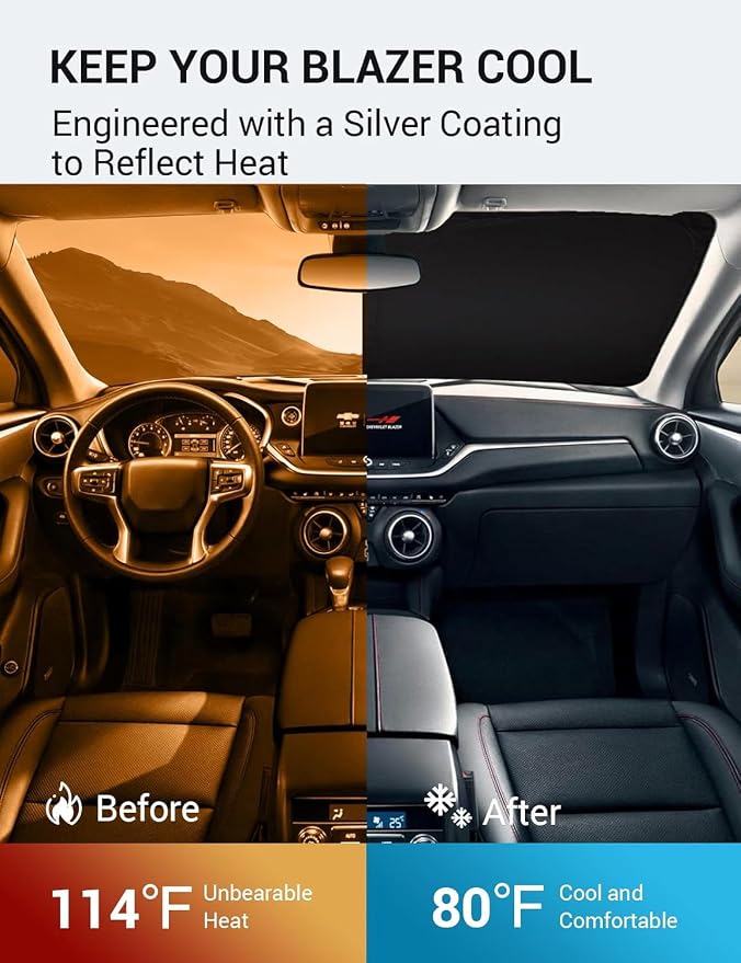 Proadsy Windshield Sun Shade for Chevrolet Blazer 2019–2025 2026 Foldable Front - Image 3
