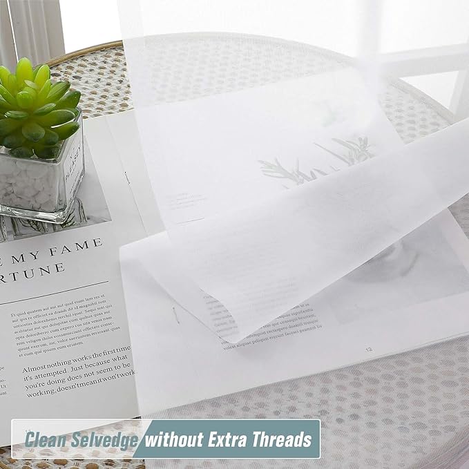 White Sheer Curtains 90 Inches Long 2 Panels, Light Filtering Solid Sheer Curtains for Bedroom Living Room, Lightweight Soft Airy Window Voile Sheer Drapes, Dual Rod Pocket, 2x42Wx90L Inches
