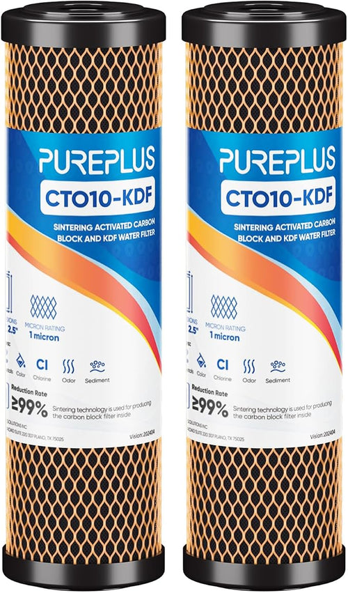 1 Micron 2.5" x 10" Whole House CTO Carbon Water Filter Cartridge Replacement by PUREPLUS